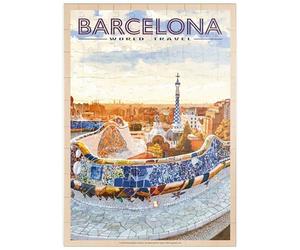 MyPuzzle Barcelone, Espagne - Parc Güell, Mosaic Mirage At Dusk, Vintage Travel Poster - Premium 100 Pièces Puzzle - Collection spéciale MyPuzzle de Havana Puzzle Company