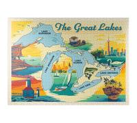 MyPuzzle Carte illustrée des Grands Lacs et monuments - Puzzle de qualité supérieure de 1000 pièces pour adultes