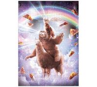 MyPuzzle Cat Sloth Llama, Riding Pile - Galaxie Aléatoire - Premium 1000 Pièces Puzzle - Collection spéciale MyPuzzle de Tate & Co Puzzles