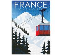 MyPuzzle Chamonix France, Style Art Déco Poster Vintage, Illustration - Premium 1000 Pièces Puzzle - Collection spéciale MyPuzzle de Puzzle Galaxy