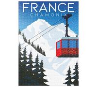 MyPuzzle Chamonix France, Style Art Déco Poster Vintage, Illustration - Premium 500 Pièces Puzzle - Collection spéciale MyPuzzle de Puzzle Galaxy