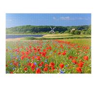 MyPuzzle Champ De Coquelicots avec Vue sur Le Moulin À Vent Charlotte dans Le Geltinger Birk - Premium 1000 Pièces Puzzle - Collection spéciale MyPuzzle de Puzzle Galaxy