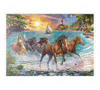 MyPuzzle Chevaux Au Bord De La Mer Au Coucher du Soleil - Premium 500 Pièces Puzzle - Collection spéciale MyPuzzle de Puzzle Galaxy