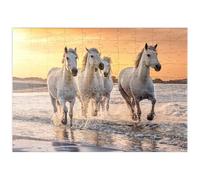 MyPuzzle Chevaux Blancs De Camargue Galopant sur La Plage, France - Premium 100 Pièces Puzzle - Collection spéciale MyPuzzle de Puzzle Galaxy