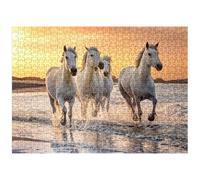 MyPuzzle Chevaux de Camargue Blanche au galop sur une plage en France - Puzzle Premium de 500 pièces pour adultes