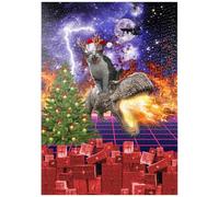 MyPuzzle Christmas Cat Riding Dinosaur, Santa T-Rex - Random Galaxy - Premium 1000 Pièces Puzzle - Collection spéciale MyPuzzle de Tate & Co Puzzles