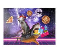 MyPuzzle Christmas Cat Riding Shark in Space - Galaxie Aléatoire - Premium 1000 Pièces Puzzle - Collection spéciale MyPuzzle de Tate & Co Puzzles