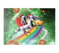 MyPuzzle Christmas Unicorn Cat Adventuring in Space - Random Galaxy - Premium 500 Pièces Puzzle - Collection spéciale MyPuzzle de Tate & Co Puzzles