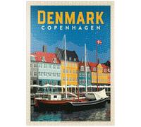 MyPuzzle Danemark : Copenhague, Affiche Vintage - Premium 1000 Pièces Puzzle - Collection spéciale MyPuzzle de Anderson Design Group