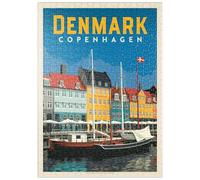 MyPuzzle Danemark : Copenhague, Affiche Vintage - Premium 500 Pièces Puzzle - Collection spéciale MyPuzzle de Anderson Design Group