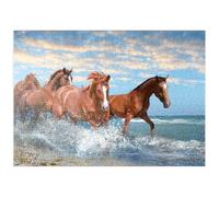 MyPuzzle De Beaux Chevaux Courent sur La Plage À Travers La Mer - Premium 500 Pièces Puzzle - Collection spéciale MyPuzzle de Puzzle Galaxy
