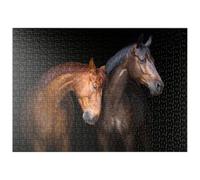 MyPuzzle Deux Chevaux sur Fond Noir - Premium 500 Pièces Puzzle - Collection spéciale MyPuzzle de Puzzle Galaxy