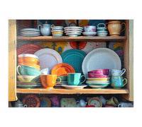 MyPuzzle Ensemble De Vaisselle en Céramique Aux Couleurs Vives dans Un Placard De Cuisine Rustique - Premium 1000 Pièces Puzzle - Collection spéciale MyPuzzle de Puzzle Galaxy