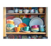 MyPuzzle Ensemble De Vaisselle en Céramique Aux Couleurs Vives dans Un Placard De Cuisine Rustique - Premium 500 Pièces Puzzle - Collection spéciale MyPuzzle de Puzzle Galaxy