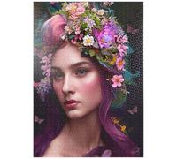 MyPuzzle Femme Élégante avec Une Couronne De Fleurs Et des Accents De Papillons - Premium 1000 Pièces Puzzle - Collection spéciale MyPuzzle de Puzzle Galaxy
