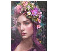 MyPuzzle Femme Élégante avec Une Couronne De Fleurs Et des Accents De Papillons - Premium 500 Pièces Puzzle - Collection spéciale MyPuzzle de Puzzle Galaxy