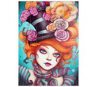MyPuzzle Femme Ludique avec Chapeau Haut De Forme Rayé Et Accents Floraux - Premium 100 Pièces Puzzle - Collection spéciale MyPuzzle de Puzzle Galaxy