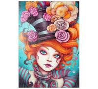 MyPuzzle Femme Ludique avec Chapeau Haut De Forme Rayé Et Accents Floraux - Premium 200 Pièces Puzzle - Collection spéciale MyPuzzle de Puzzle Galaxy