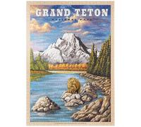 MyPuzzle Grand Teton National Park - Grizzly Bear Hug, Vintage Travel Poster - Premium 1000 Pièces Puzzle - Collection spéciale MyPuzzle de Havana Puzzle Company