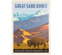 MyPuzzle Great Sand Dunes National Park : Bison, Affiche Vintage - Premium 100 Pièces Puzzle - Collection spéciale MyPuzzle de Anderson Design Group