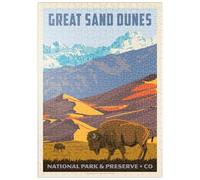 MyPuzzle Great Sand Dunes National Park : Bison, Affiche Vintage - Premium 500 Pièces Puzzle - Collection spéciale MyPuzzle de Anderson Design Group