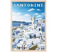 MyPuzzle Greece Santorini - in Blue and White, Vintage Travel Poster - Premium 1000 Pièces Puzzle - Collection spéciale MyPuzzle de Havana Puzzle Company