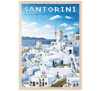 MyPuzzle Greece Santorini - in Blue and White, Vintage Travel Poster - Premium 200 Pièces Puzzle - Collection spéciale MyPuzzle de Havana Puzzle Company