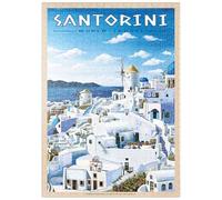 MyPuzzle Greece Santorini - in Blue and White, Vintage Travel Poster - Premium 500 Pièces Puzzle - Collection spéciale MyPuzzle de Havana Puzzle Company