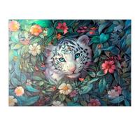 MyPuzzle Jeune Tigre Blanc Entouré De Fleurs Multicolores De La Jungle - Premium 100 Pièces Puzzle - Collection spéciale MyPuzzle de Puzzle Galaxy