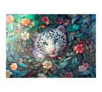 MyPuzzle Jeune Tigre Blanc Entouré De Fleurs Multicolores De La Jungle - Premium 1000 Pièces Puzzle - Collection spéciale MyPuzzle de Puzzle Galaxy