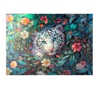MyPuzzle Jeune Tigre Blanc Entouré De Fleurs Multicolores De La Jungle - Premium 500 Pièces Puzzle - Collection spéciale MyPuzzle de Puzzle Galaxy