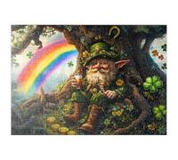 MyPuzzle Joyeux Lutin avec des Pièces d'or Et Un Arc-en-Ciel dans La Forêt Enchantée - Premium 500 Pièces Puzzle - Collection spéciale MyPuzzle de Puzzle Galaxy