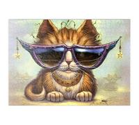 MyPuzzle Just Be Sunglasses Cool Cat - Jeff Haynie - Premium 500 Pièces Puzzle - Collection spéciale MyPuzzle de Tate & Co Puzzles