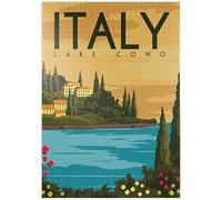 MyPuzzle Lac De Côme Italie, Style Art Déco Poster Vintage, Illustration - Premium 1000 Pièces Puzzle - Collection spéciale MyPuzzle de Puzzle Galaxy
