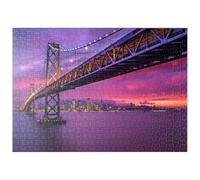 MyPuzzle Le Pont De La Baie De San Francisco Au Coucher du Soleil - Vue sur Les Lumières De La Ville - Premium 500 Pièces Puzzle - Collection spéciale MyPuzzle de Puzzle Galaxy