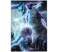 MyPuzzle Lightning Wolf Howling Beneath The Moon - Galaxie Aléatoire - Premium 1000 Pièces Puzzle - Collection spéciale MyPuzzle de Tate & Co Puzzles