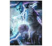 MyPuzzle Lightning Wolf Howling Beneath The Moon - Galaxie Aléatoire - Premium 500 Pièces Puzzle - Collection spéciale MyPuzzle de Tate & Co Puzzles