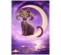MyPuzzle Luna Crescent Moon Cat - Jeff Haynie - Premium 1000 Pièces Puzzle - Collection spéciale MyPuzzle de Tate & Co Puzzles
