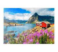 MyPuzzle Maisons De Pêcheurs Rouges Typiques dans Un Port des Îles Lofoten, Norvège - Premium 100 Pièces Puzzle - Collection spéciale MyPuzzle de Puzzle Galaxy