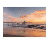 MyPuzzle Manhattan Beach Pier Au Coucher du Soleil avec Les Lumières De Noël - Premium 1000 Pièces Puzzle - Collection spéciale MyPuzzle de Puzzle Galaxy