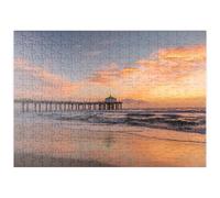 MyPuzzle Manhattan Beach Pier Au Coucher du Soleil avec Les Lumières De Noël - Premium 200 Pièces Puzzle - Collection spéciale MyPuzzle de Puzzle Galaxy