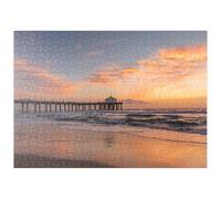 MyPuzzle Manhattan Beach Pier Au Coucher du Soleil avec Les Lumières De Noël - Premium 500 Pièces Puzzle - Collection spéciale MyPuzzle de Puzzle Galaxy