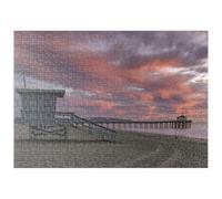 MyPuzzle Manhattan Beach Pier avec Tour De Sauvetage Au Coucher du Soleil - Premium 500 Pièces Puzzle - Collection spéciale MyPuzzle de Puzzle Galaxy