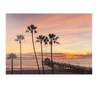 MyPuzzle Manhattan Beach Pier - Coucher De Soleil avec Silhouettes De Palmiers - Premium 1000 Pièces Puzzle - Collection spéciale MyPuzzle de Puzzle Galaxy