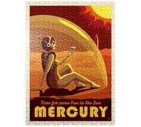 MyPuzzle Mercury : Fun in The Sun, Poster vintage - Puzzle de 500 pièces de qualité supérieure pour adultes