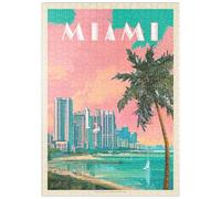 MyPuzzle Miami, FL: South Beach, Vintage Poster - Premium 500 Pièces Puzzle - Collection spéciale MyPuzzle de Anderson Design Group