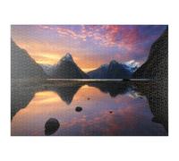 MyPuzzle Milford Sound Au Coucher du Soleil, Nouvelle-Zélande - Premium 1000 Pièces Puzzle - Collection spéciale MyPuzzle de Puzzle Galaxy