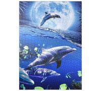 MyPuzzle Moonlight Dolphin Gliding Through The Night Ocean - Galaxie Aléatoire - Premium 500 Pièces Puzzle - Collection spéciale MyPuzzle de Tate & Co Puzzles