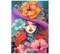 MyPuzzle Muse des Fleurs Au Chapeau Violet Et Aux Cheveux De Feu - Premium 500 Pièces Puzzle - Collection spéciale MyPuzzle de Puzzle Galaxy