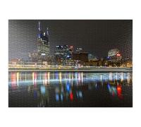 MyPuzzle Nashville Skyline De Nuit - Reflets sur La Rivière Cumberland - Premium 1000 Pièces Puzzle - Collection spéciale MyPuzzle de Puzzle Galaxy